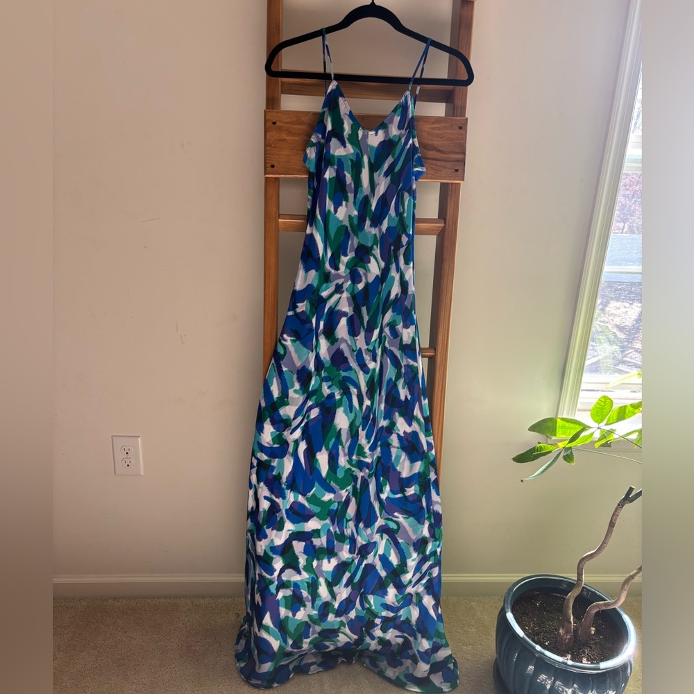 RESA Blue, Green & White Abstract Print Maxi Dress